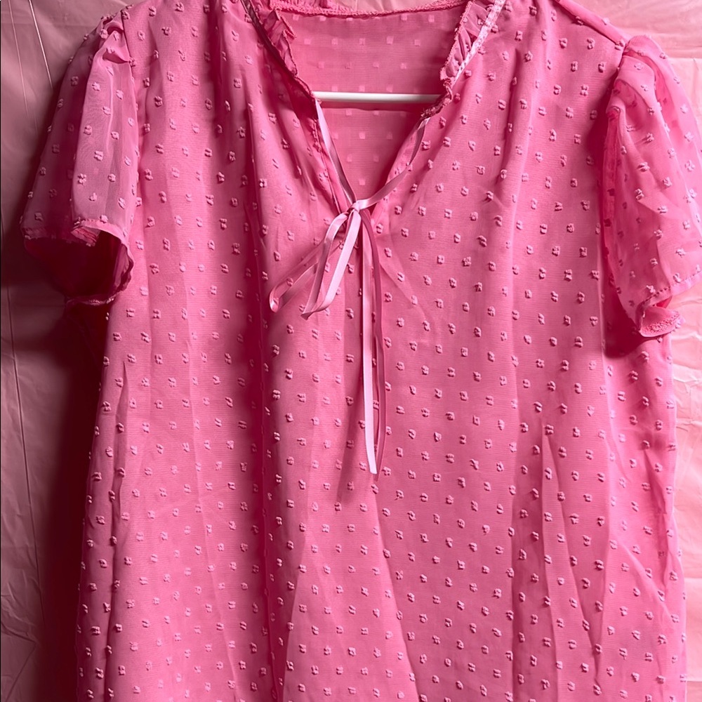 Pink Women's Top with Bow Detail